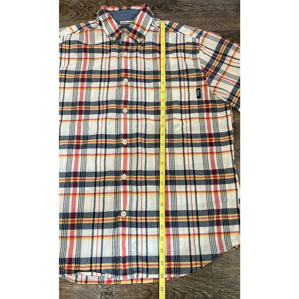 Woolrich Men’s Blue Plaid Button Down Shirt Short Sleeve Cotton Size M - Picture 4 of 8